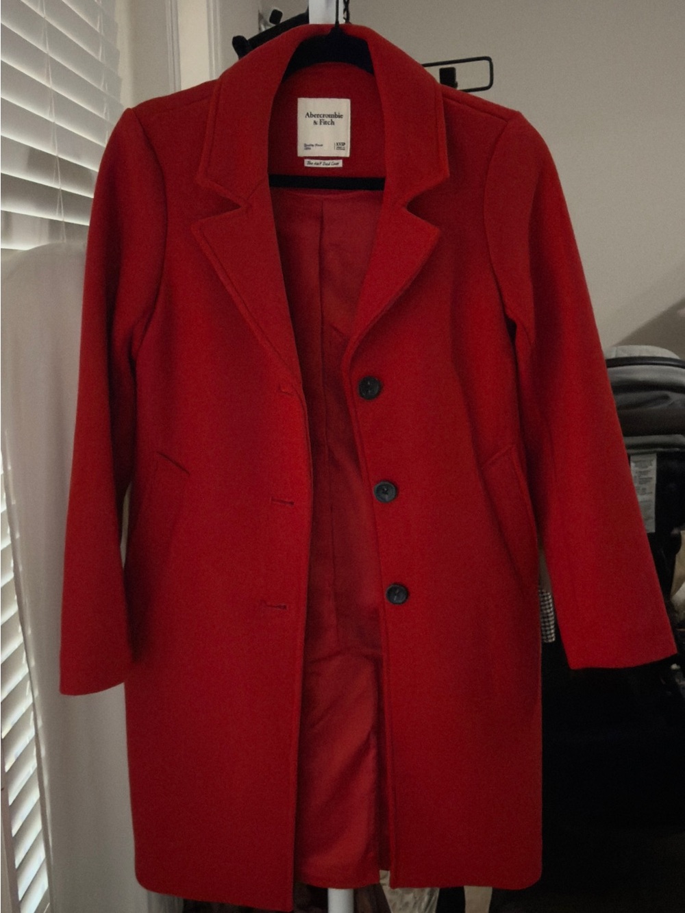 Abercrombie & Fitch Red Wool Blend Pea Coat